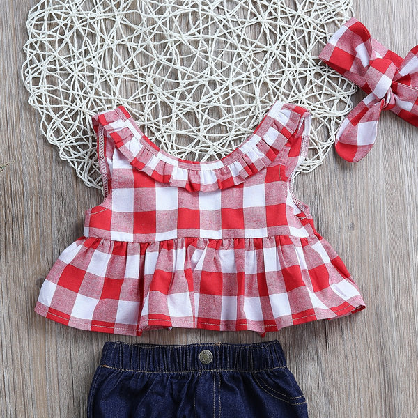 Plaid Clothes Set For Baby Girl