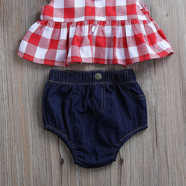 Plaid Clothes Set For Baby Girl