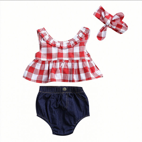 Plaid Clothes Set For Baby Girl
